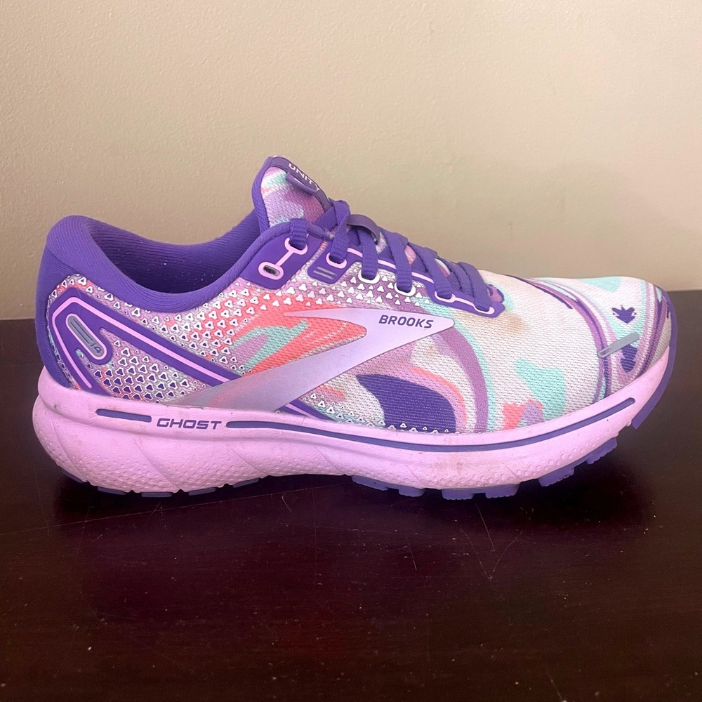 Brooks Ghost 14 Unity Womens 7.5 Running Shoes Purple Pink Swirl 1203561B524 - Picture 3 of 8